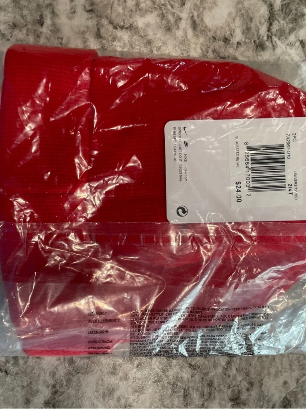 Nike Kids Bright Red Hat and Mittens 2T-4T